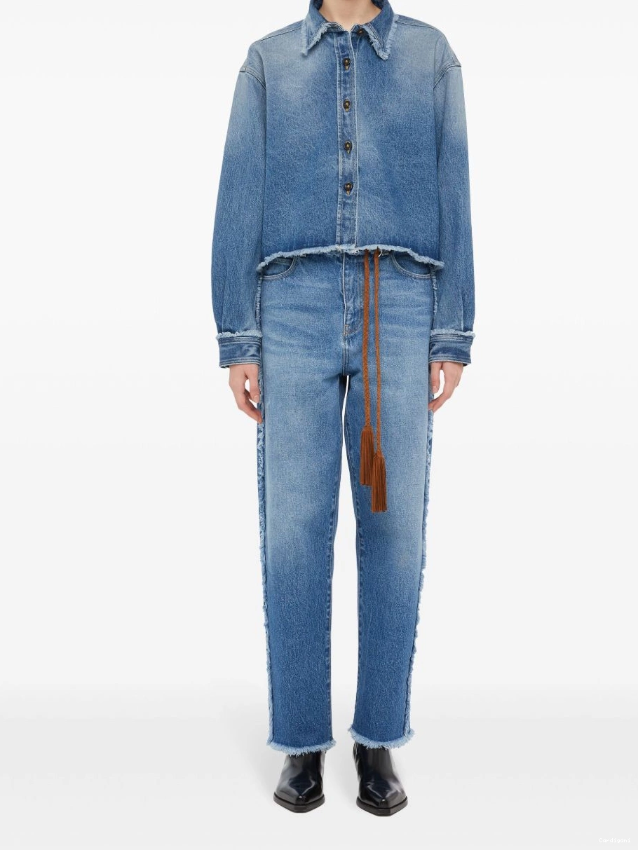 Affordable Women jacket cropped frayed Alanui denim 0816